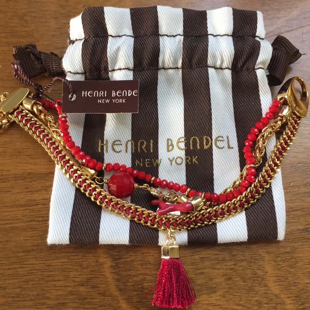 NWT Henri Bendel red “St. Tropez Charm Bracelet”